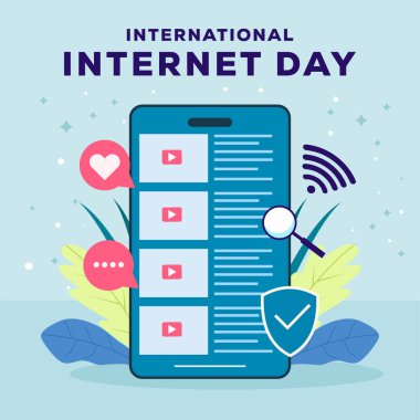 düz uluslararası internet günü kutlama illüstrasyon vektörü