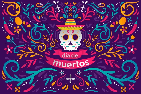 vektör dia de muertos arkaplan çizimi tasarımı