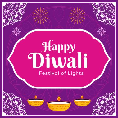Düz tasarımlı ışık illüstrasyon diwali festivaliniz kutlu olsun.