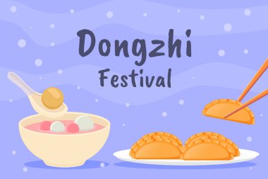 düz dongzhi festivali arkaplan illüstrasyon tasarımı