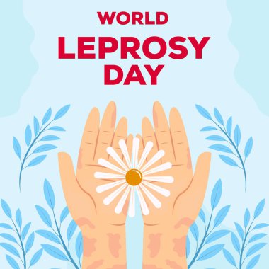 flat design world leprosy day illustration vector with flowers and leaves clipart