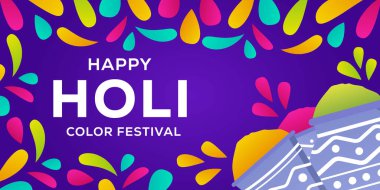 Holi color festival horizontal banner illustration vector design