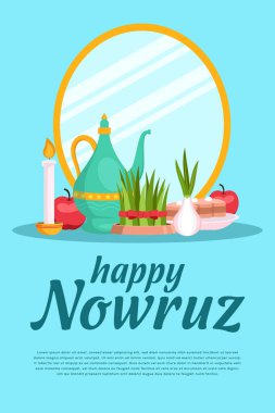 düz Nowruz kutlaması dikey afiş illüstrasyonu