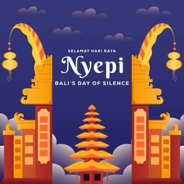 Nyepi Bali 'nin sessizlik illüstrasyon vektör tasarımı günü