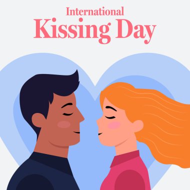 Düz tasarımla uluslararası öpüşme günü illüstrasyonu