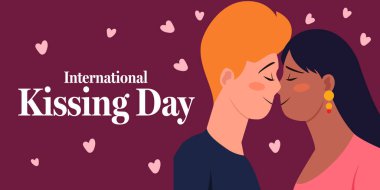 uluslararası öpüşme günü yatay afiş illüstrasyonuName
