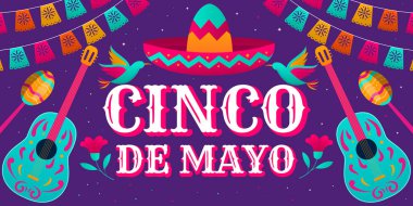 Cinco de mayonez için yatay bayrak gradyan stiliyle kutlanıyor