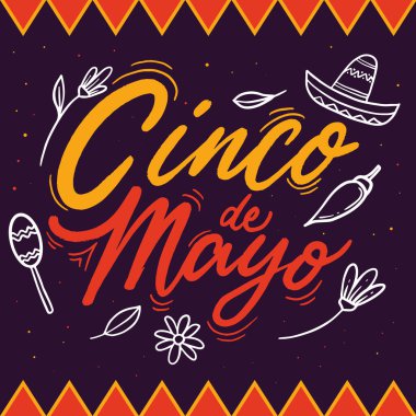 Cinco de mayonez kutlaması için el yapımı tasarım vektörü