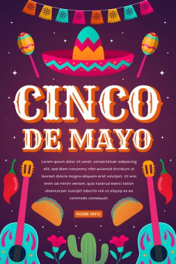 Cinco de mayonez için dikey pankart gradyan stiliyle kutlanır