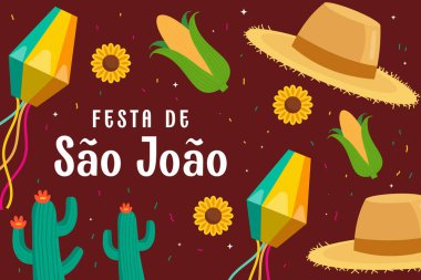 festa de sao joao illüstrasyon düz stil tasarımı