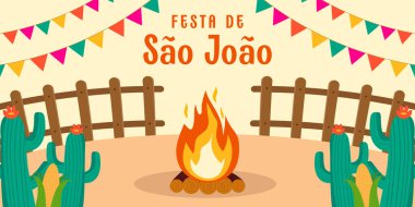 festa de sao joao illüstrasyon düz stil tasarımı