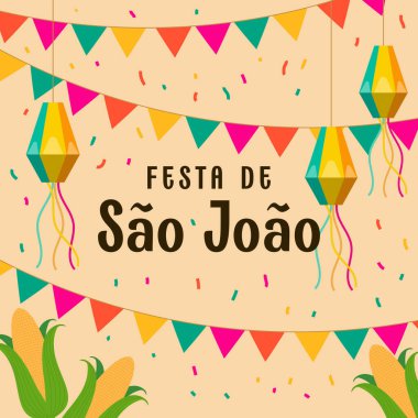 festa de sao joao illüstrasyon düz stil tasarımı