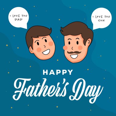 düz dizayn mutlu babalar günü oğul ve baba çizimi