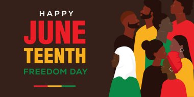 flat design Juneteenth Freedom Day horizontal banner illustration clipart