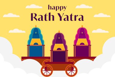 flat design Happy Rath Yatra background illustration clipart