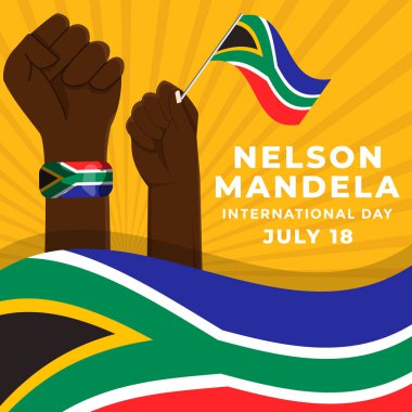 Nelson Mandela Uluslararası Günü için düz tasarım çizimi