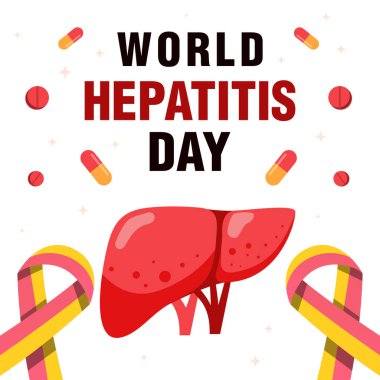 düz tasarım dünya hepatit gün illüstrasyonu