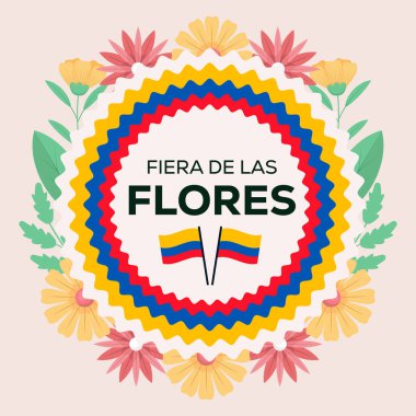 Kolombiya Fiera de las Flores için düz stil tasarımı