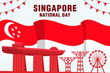 Singapur Ulusal Günü arkaplan çizimi tasarımı