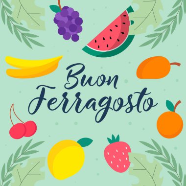 Buon Ferragosto İtalya Yaz Festivali İllüstrasyonu