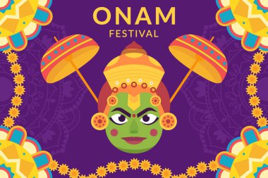 Mutlu onam festivali arkaplan illüstrasyonu düz stil