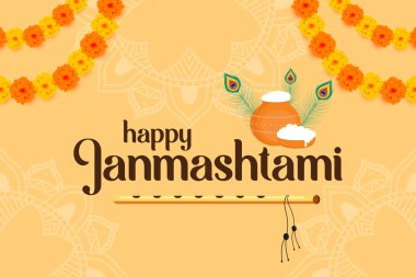 happy janmashtami festival background illustration clipart