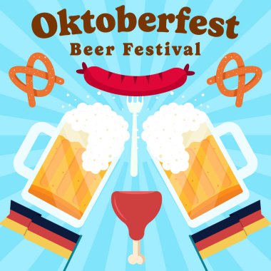 Ekim Festivali bira festivali resmi düz stil tasarımı