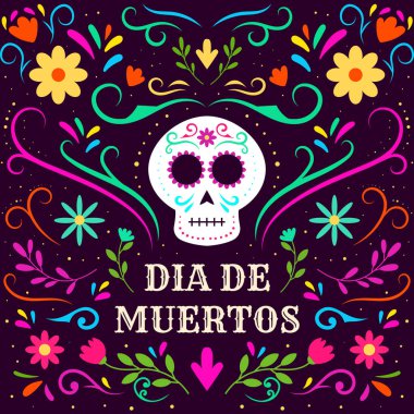 Dia de Muertos ya da ölü illüstrasyonunun düz stil günü