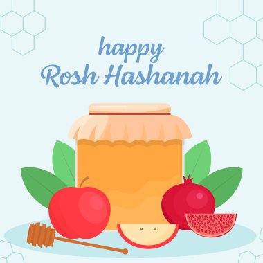 Mutlu rosh hashanah çizimleri düz tasarım tarzında
