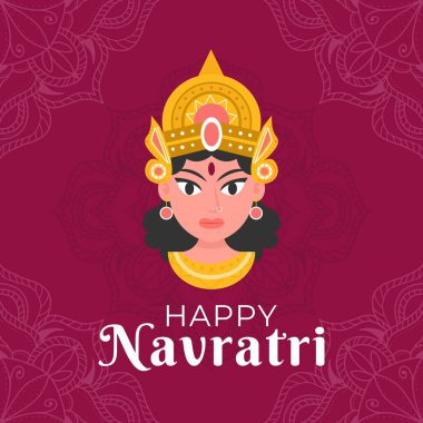 Düz dizaynlı mutlu navratri festivali illüstrasyonu