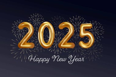 altın rengi mutlu yıllar 2025 arkaplan illüstrasyonu