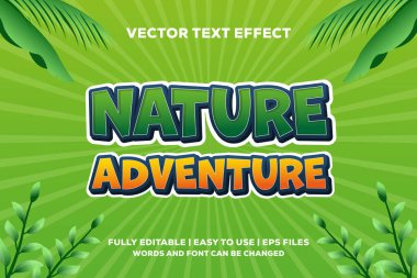 doğa macera vektörü metin efekti tamamen düzenlenebilir
