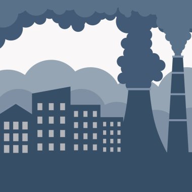 Hava kirliliği illüstrasyon tasarımlı siluet şehir