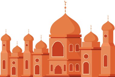 Düz tasarım tarzında cami illüstrasyonu, ibadethane illüstrasyonu