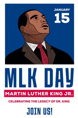 el çizimi Martin Luther King günü dikey afiş illüstrasyonu
