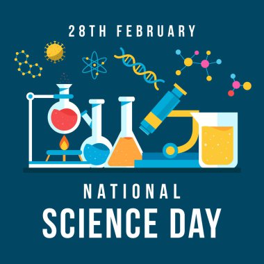 Ulusal Bilim Günü Çizim Tasarımı düz stil