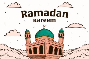 el çizimi ramadan kareem arkaplan çizimi tasarımı