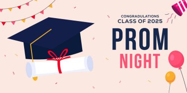 2025 yatay afiş illüstrasyonunun mezuniyet gecesi sınıfı