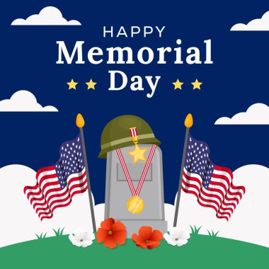 Düz stil tasarımlı mutlu anma günü illüstrasyonları