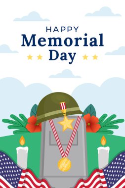 Mutlu Anma Günü dikey illüstrasyonları düz stil