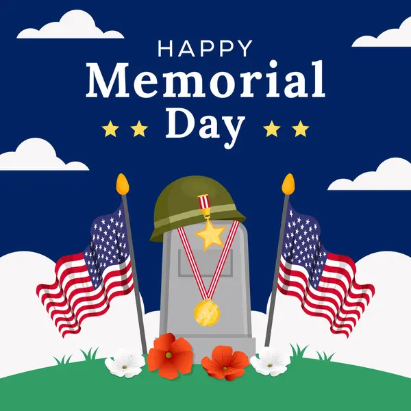 Düz stil tasarımlı mutlu anma günü illüstrasyonları