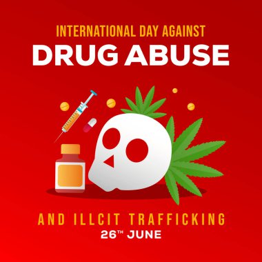 Uyuşturucu bağımlılığı illüstrasyon tasarımına karşı uluslararası gün