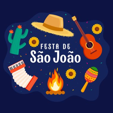 Sao joao festival çizimi düz stil tasarımı