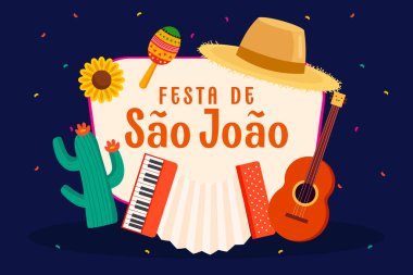 Sao joao festivali arkaplan çizimi düz tasarım