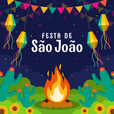 Sao Joao festivalini kutlamak için düz bir tasarım.