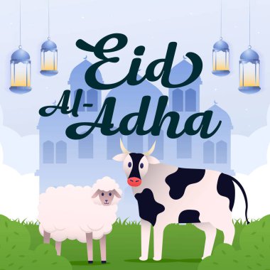 Kurban bayramını gradyan tarzda kutlamak için illüstrasyon