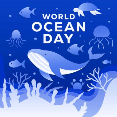 Kağıt kesim stilinde dünya okyanusu çizimi tasarımı