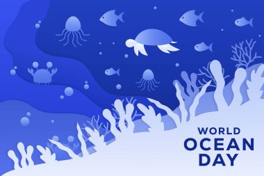 Kağıt sanatında dünya okyanus günü arkaplan çizimi