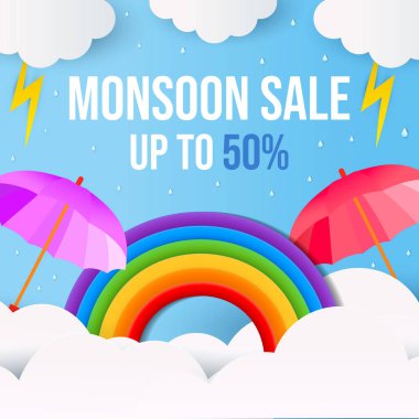 Kağıt sanatı tasarımında muson büyük satış illüstrasyonu