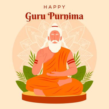 Düz tasarımda guru purnimasını kutlamak için bir illüstrasyon